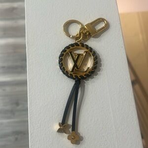 Sold- Louis Vuitton Black Leather Keychain